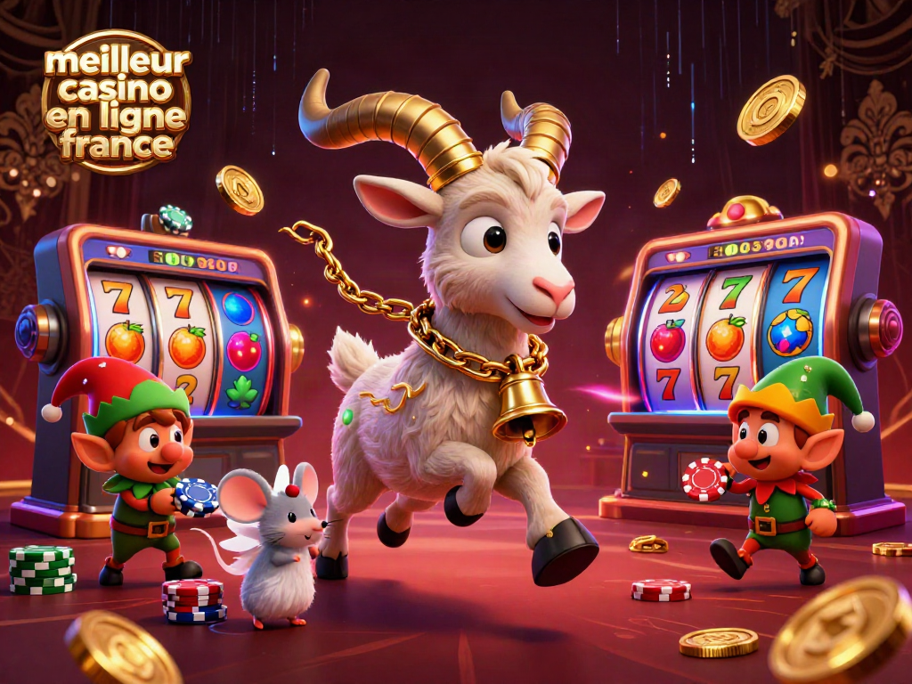 Illustration dynamique sur le meilleur casino en ligne France montrant un Krampus et des elfes dans une scène animée, captivante.