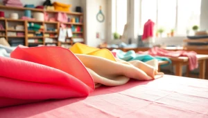 Mousseline stof in een creatieve studio, perfect gestyled en kleurrijk.