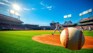 mlb중계 경기에서 투수가 공을 던지기 전 모습, 환호하는 관중과 함께 생동감 넘치는 장면