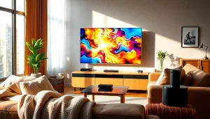 Watch engaging content on iron TV in a modern, cozy living room setting.