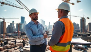 Showcasing a New York Commercial General Contractor managing a bustling construction site.