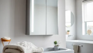 Erleben Sie den modernen sonni Spiegelschrank mit eleganter LED-Beleuchtung im Badezimmer.