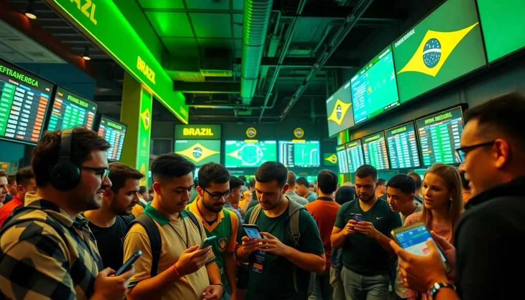 Experience the excitement at the best sports betting sites Brazil with fans interacting over mobile apps.