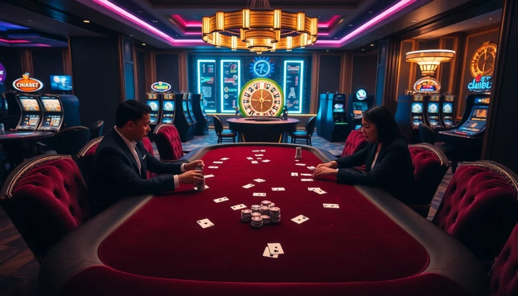 THABET players enjoying strategic card games at a luxurious casino table.