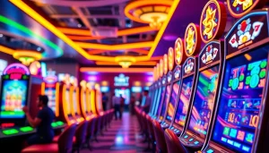 Slot depo pulsa dengan mesin slot berwarna cerah yang menarik perhatian di kasino online.