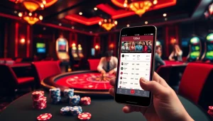 Engage in thrilling gameplay with 12Bet's online platform, featuring poker chips, roulette wheels, and vibrant casino decor.