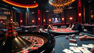 Exciting gameplay at a 79king casino featuring roulette and poker tables.