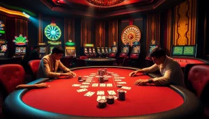 Trải nghiệm cảm giác hồi hộp của cg 79 App với cảnh bàn poker sống động thể hiện sự phấn khích, chiến lược và sự sang trọng.