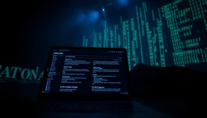 The hidden wiki portal displaying dark web links with a cybernetic interface and ambient lighting.