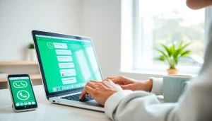 展示含有快连VPN的 WhatsApp 网页版互动界面，保障通信安全。