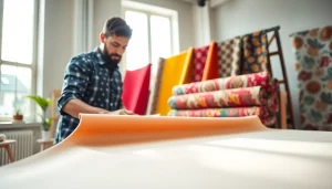 Bekijk moderne canvas stoffen met variaties en texturen in een creatieve studio.