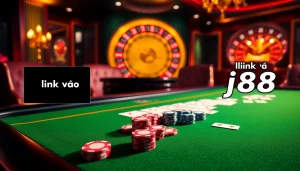 Experience the thrill of gambling with the link vào j88 highlighted in a vibrant casino scene.