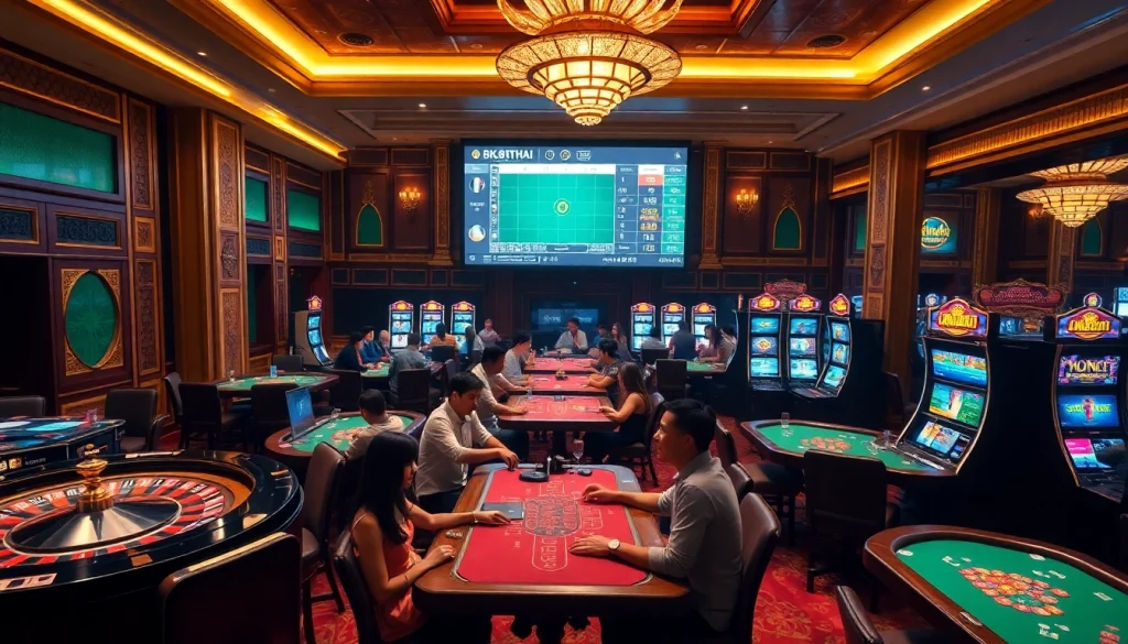 Players winning big at BK8THAI casino tables, showcasing excitement and luxury.