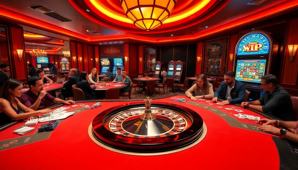 Experience the excitement of rik vip gaming with vibrant casino tables and happy players.