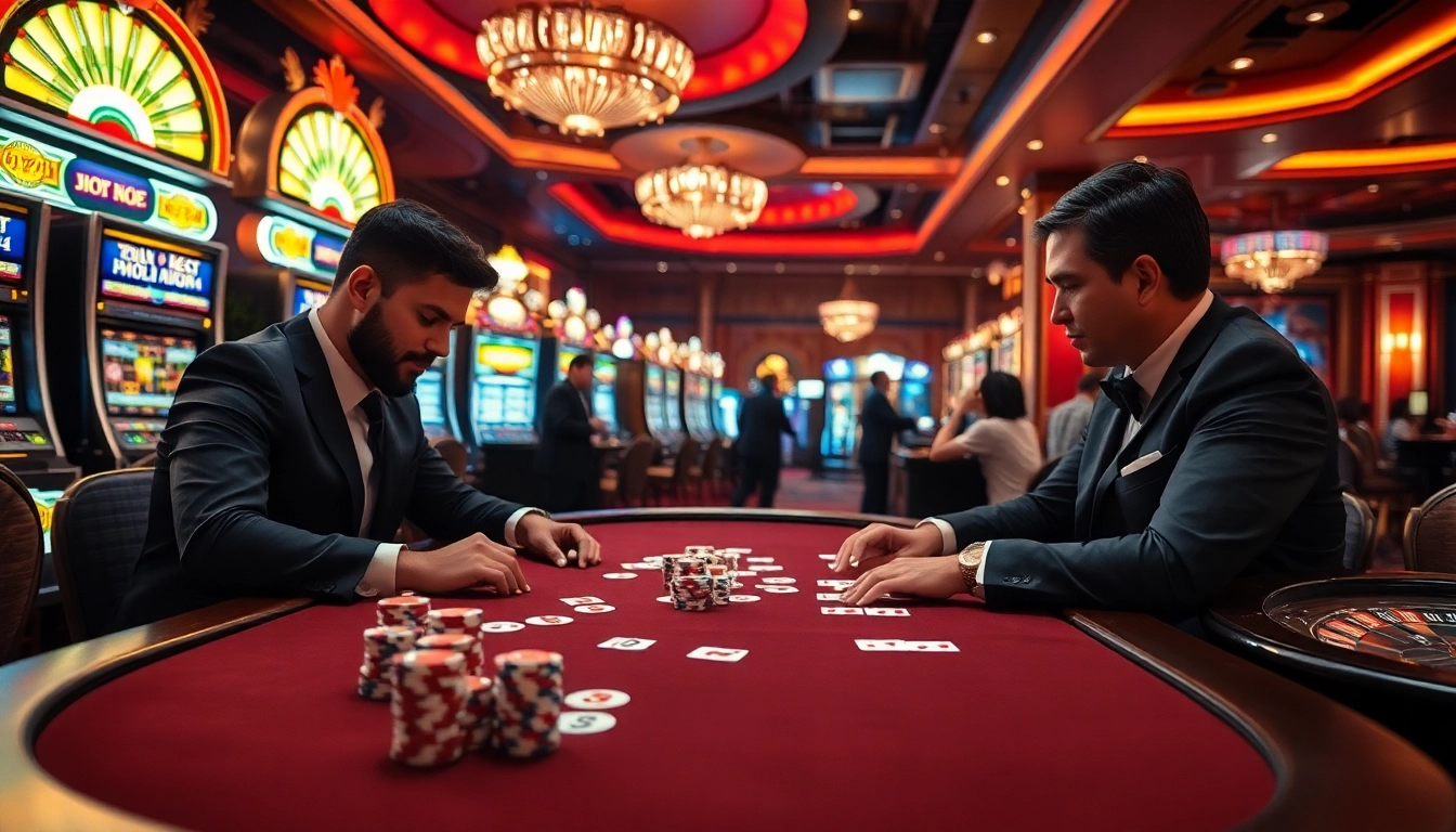 Vivez l'excitation au meilleure casino en ligne avec des jetons de poker et des cartes exposées.