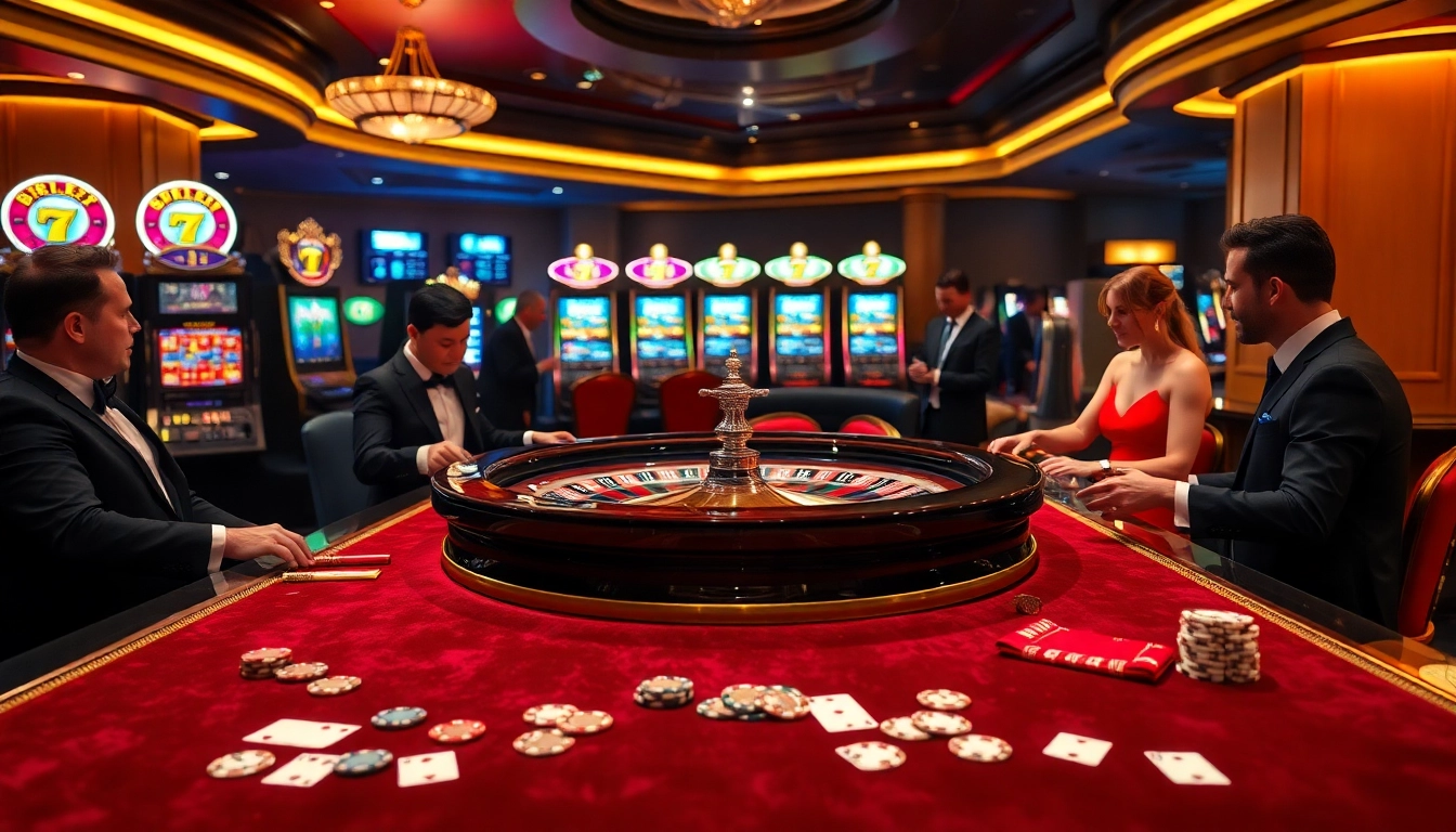 Vivez le frisson du meilleure casino en ligne avec des joueurs autour d'une table de roulette passionnante.