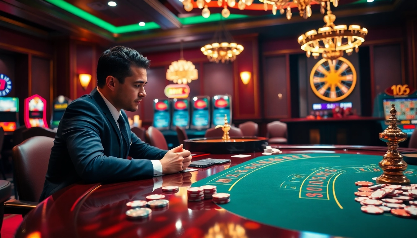 Jouez à une partie passionnante de poker à la meilleure casino en ligne entouré d'éléments de casino stimulants.