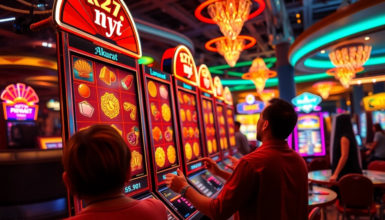 Bermain dengan rtp slot akurat di mesin slot kasino yang ramai dan berwarna.