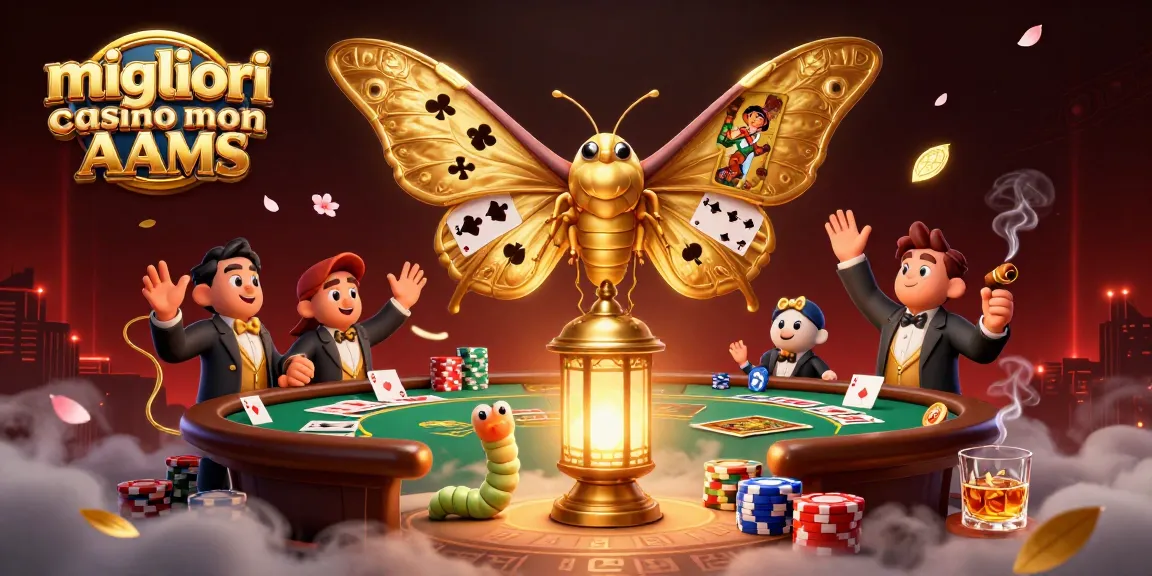 giocando ai migliori casino non AAMS con farfalla e scene di casinò in un'illustrazione 3D