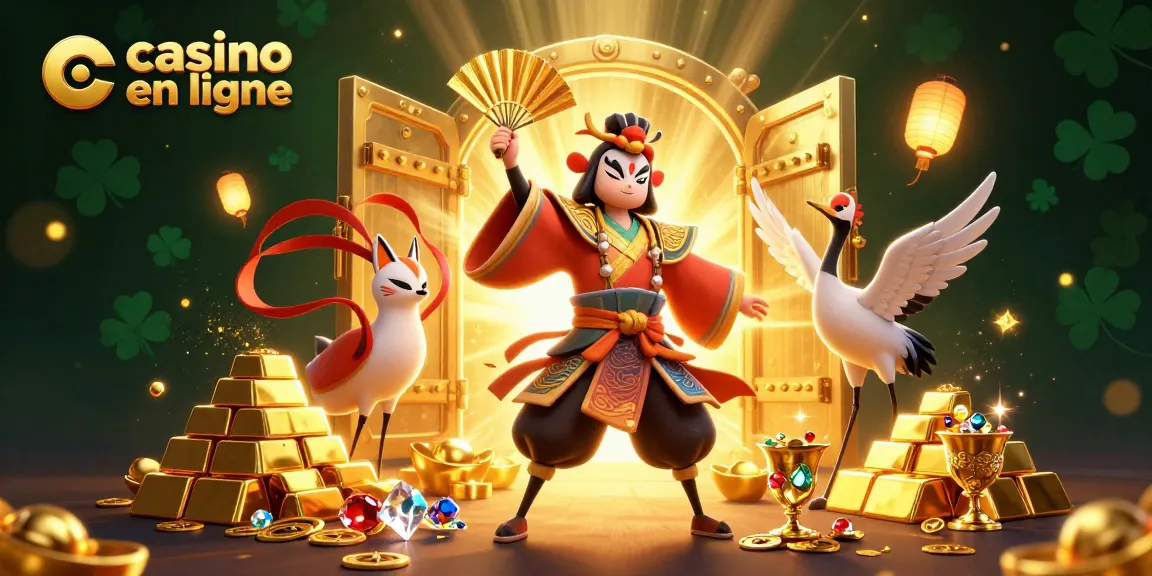 Des personnages colorés incarnent le plaisir du casino en ligne avec des trésors scintillants et des symboles de jeu.
