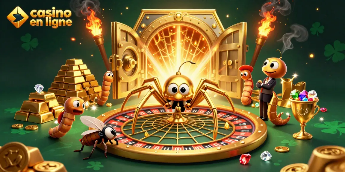Casinos en ligne captivants avec une araignée dorée et une ambiance de jeu immersive.
