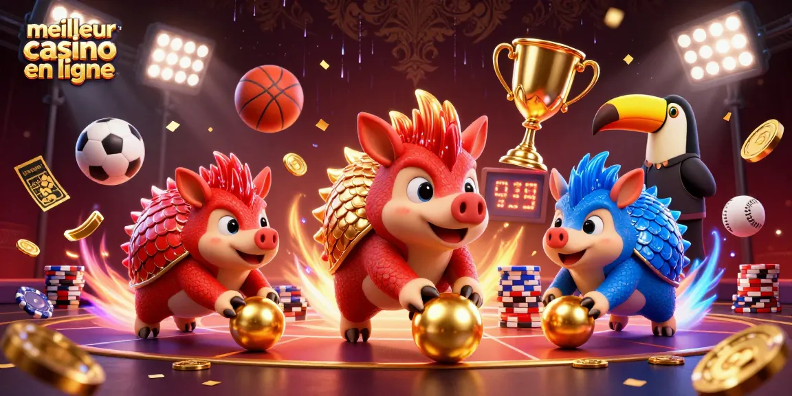 Jouez au meilleur casino en ligne avec des pangolins animés en compétition sur une scène de poker dynamique.