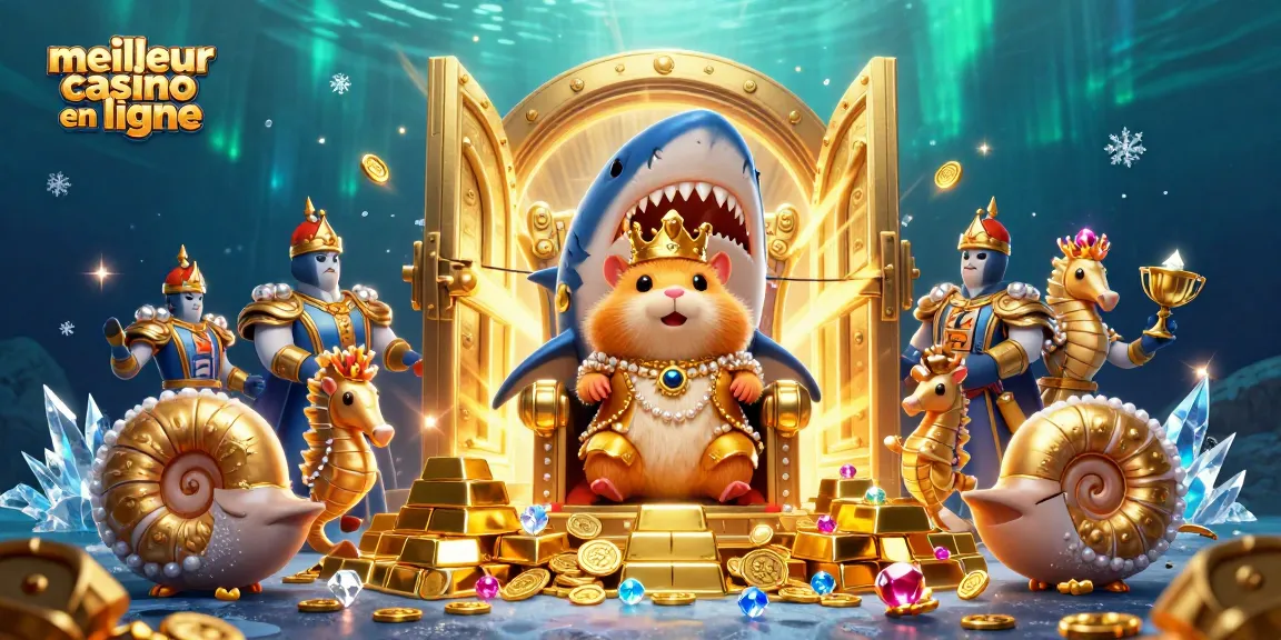 Découvrez le meilleur casino en ligne avec un roi hamster doré trônant sur une dent de requin.