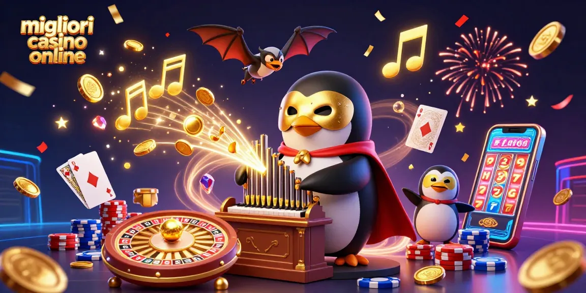 I migliori casino online offrono avventure emozionanti con un pinguino che suona un organo e monete d'oro volanti.
