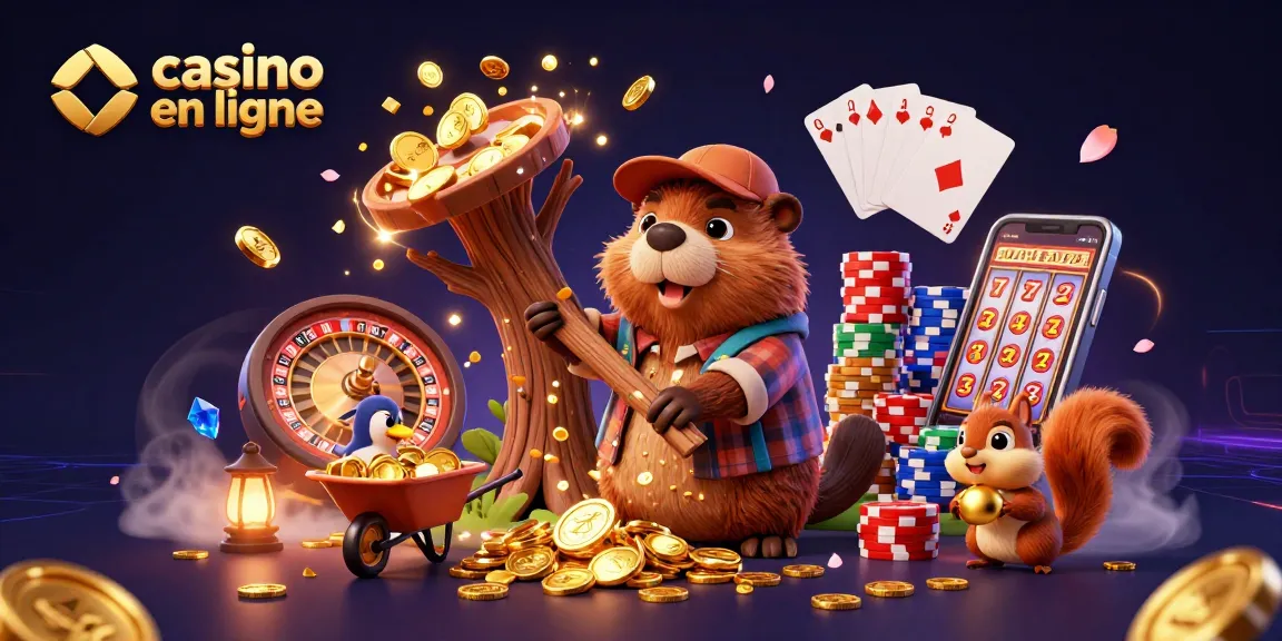Jouer au casino en ligne avec un castor et ses amis, récolter des pièces d'or et des joyaux.