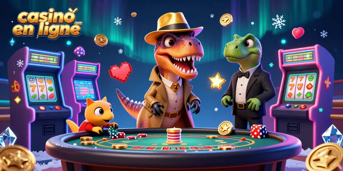 Le velociraptor jouant au blackjack dans un casino en ligne France avec une ambiance colorée.