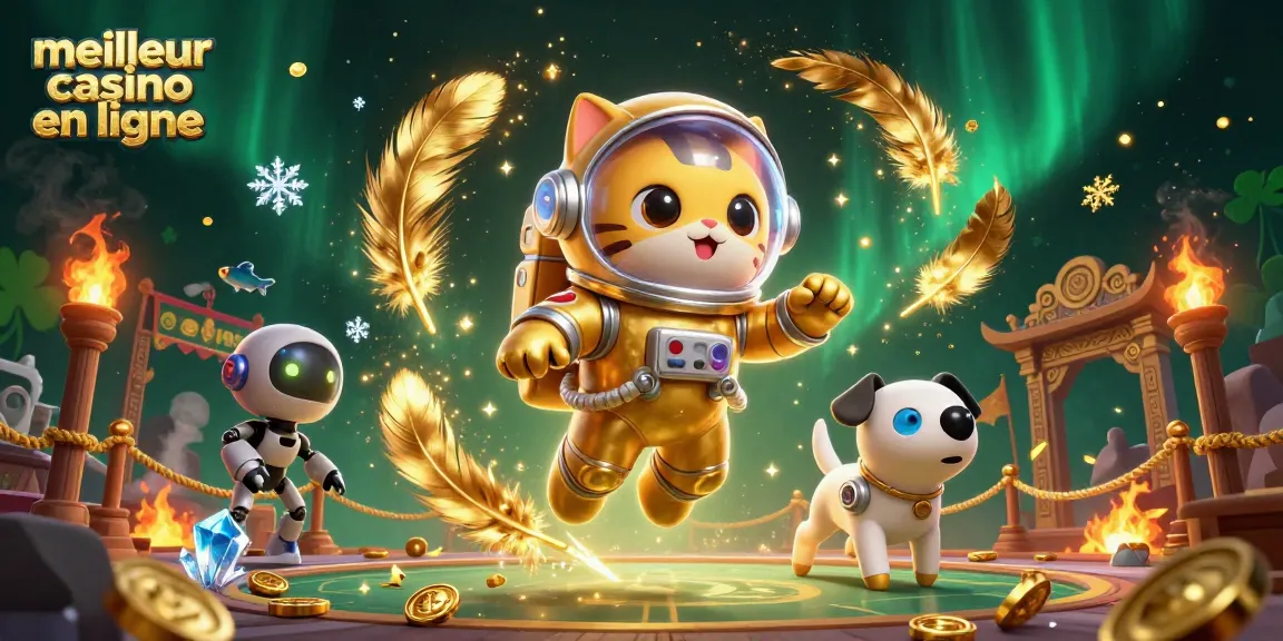 Jouez au meilleur casino en ligne et découvrez des aventures interstellaires avec un chat astronaute.