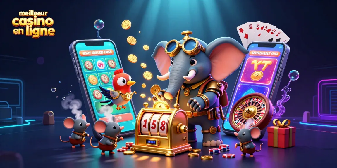 Jouer au meilleur casino en ligne avec une machine à sous en or et des personnages animés.