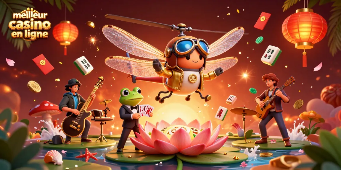 Affrontez le meilleur casino en ligne avec des croupiers et des musiciens dans une scène captivante.