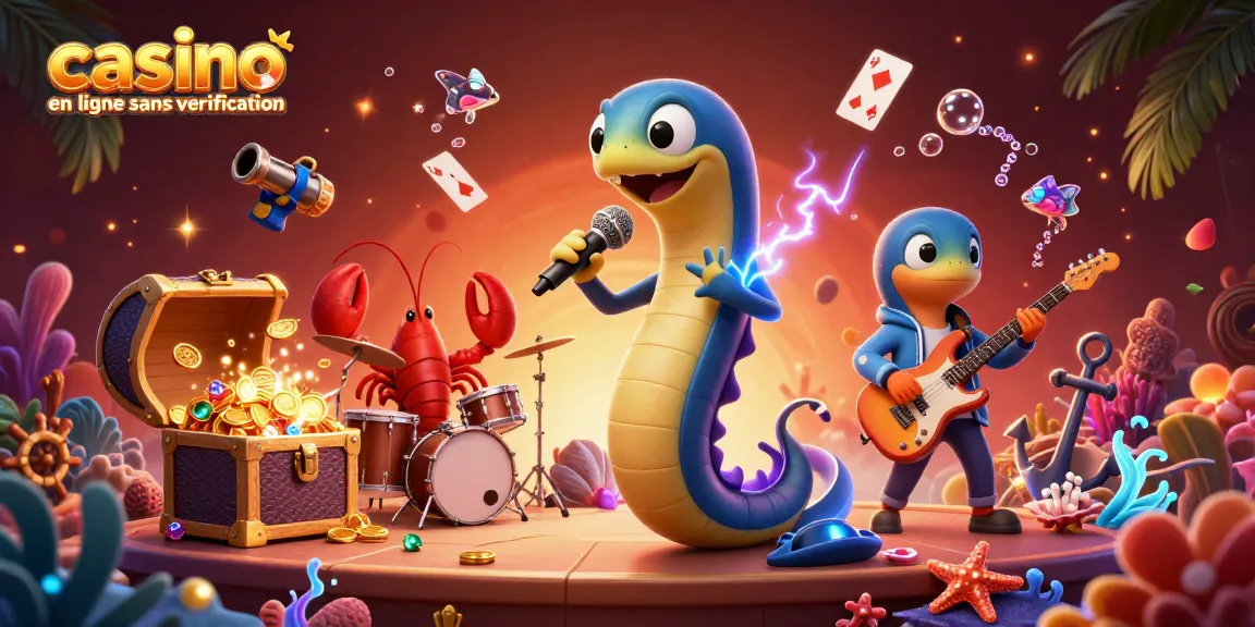 Profitez de l'excitation d'un casino en ligne sans vérification avec cette scène animée de jeux sous-marins.