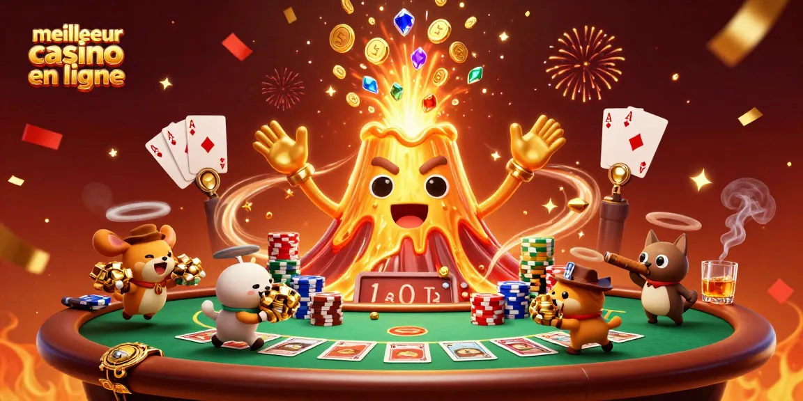 Jouez au meilleur casino en ligne avec une scène dynamique de trésors et de jeux de casino.