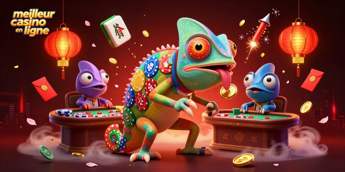 Venez découvrir le meilleur casino en ligne où un caméléon dirige avec des éléments de jeu vibrant.