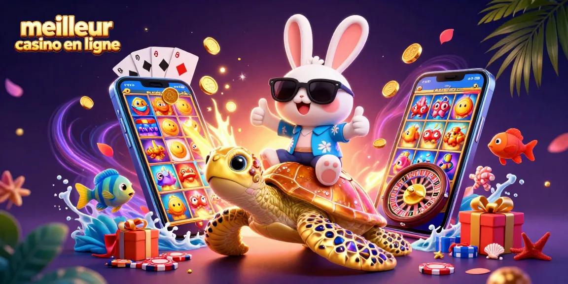 Le meilleur casino en ligne offre une expérience immersive avec un lapin chanceux et une tortue dorée.