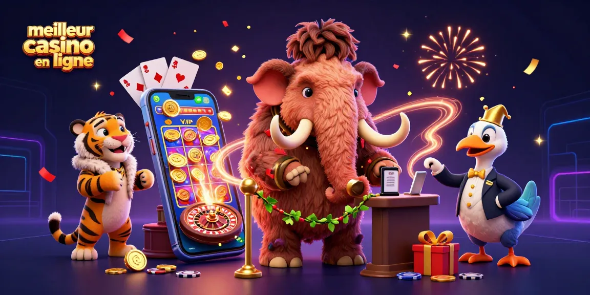 Vivre une expérience palpitante au meilleur casino en ligne avec un mammouth et des invités luxueux.