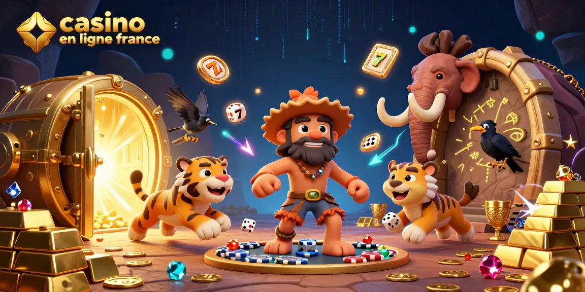 Jouez au casino en ligne France avec un dynamisme captivant dans une illustration 3D animée.