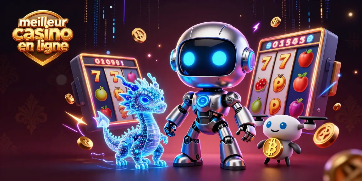 Jouez au meilleur casino en ligne avec des machines à sous captivantes et un robot mascotte futuriste.