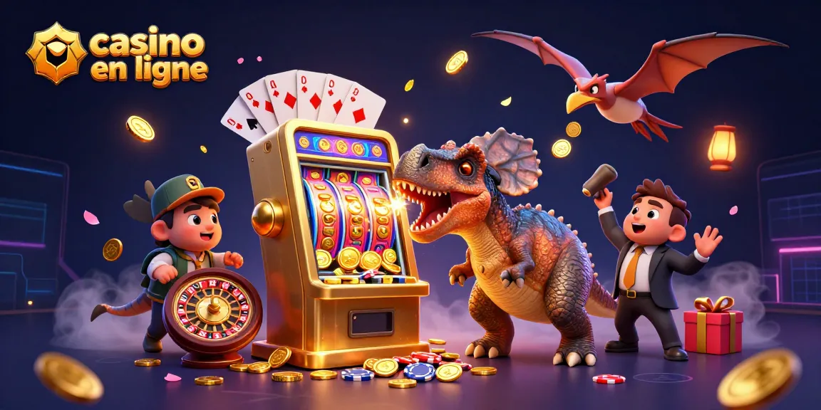 Gagnez des jackpots dans un casino en ligne avec un pachycephalosaurus et des pièces dorées s'envolant