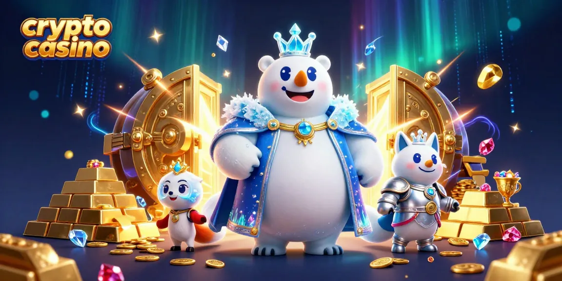 Découvrez une scène dynamique de casino crypto avec un ours polaire royal et un renard dans un univers riche de trésors.